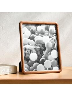 West Elm Modern Rounded Wooden Tabletop Photo Frame, Dark Ash, Dark Ask