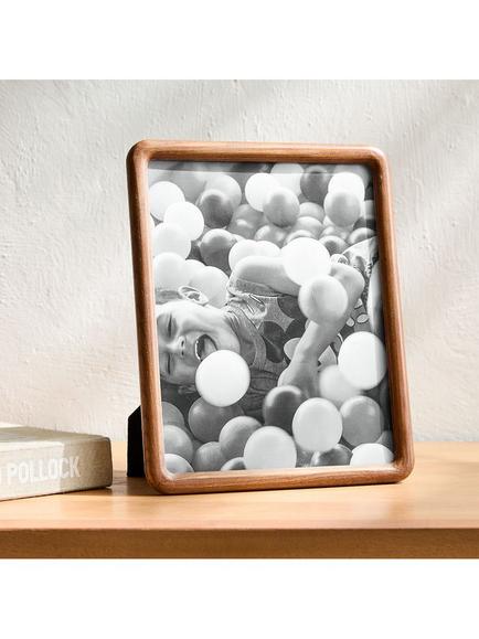 West Elm Modern Rounded Wooden Tabletop Photo Frame, Dark Ash, Dark Ask