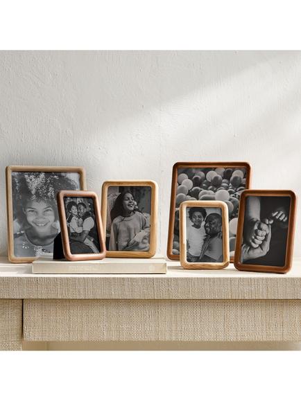 West Elm Modern Rounded Wooden Tabletop Photo Frame, Dark Ash - view 2, Dark Ask