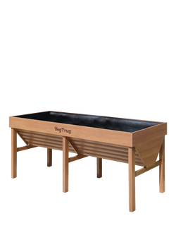 VegTrug Aluminium Wood-Effect Outdoor Raised Bed Planter, 1.8m, Teak, Natural