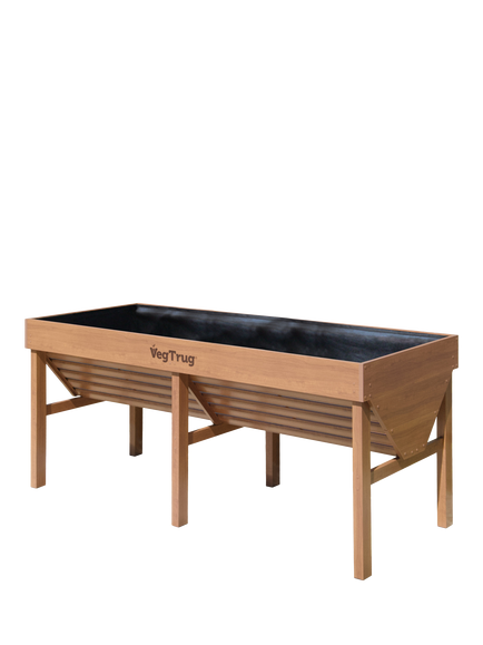 VegTrug Aluminium Wood-Effect Outdoor Raised Bed Planter, 1.8m, Teak, Natural
