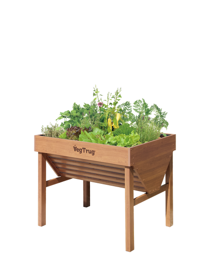 VegTrug Aluminium Wood-Effect Outdoor Raised Bed Planter, 1m, Teak, Natural
