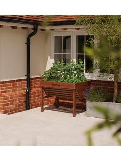 VegTrug Aluminium Wood-Effect Outdoor Raised Bed Planter, 1m, Teak - view 2, Natural