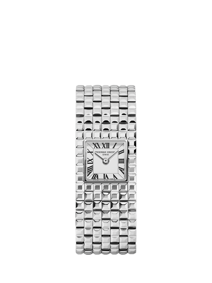 Frederique Constant FC-200WR1MC6B Women's Classics Manchette Square Bracelet Strap Watch, White, White
