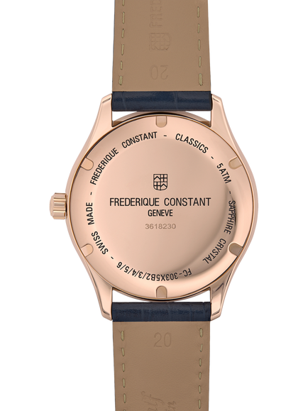 Frederique Constant FC-303NN5B4 Men's Constant Classics Index Automatic Leather Strap Watch, Blue - view 2, Blue