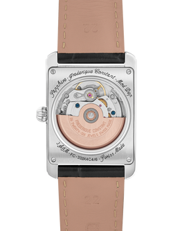 Frederique Constant FC-333S4C6 Men's Classics Carrée Moonphase Automatic Leather Strap Watch, Silver - view 2, Silver
