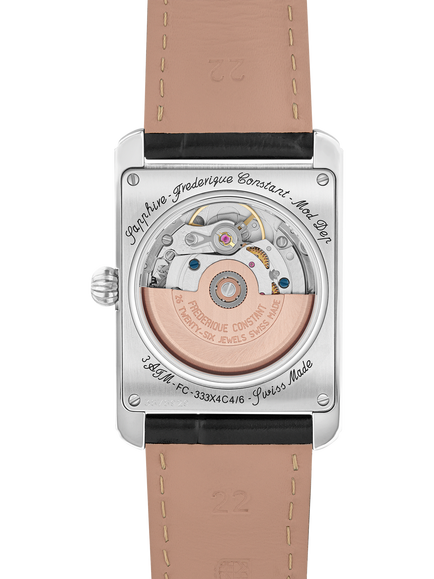 Frederique Constant FC-333S4C6 Men's Classics Carrée Moonphase Automatic Leather Strap Watch, Silver - view 2, Silver