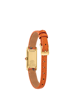 Citizen EG7122-04A Women's Fio Rectangular Leather Strap Watch, Orange - view 2, Orange