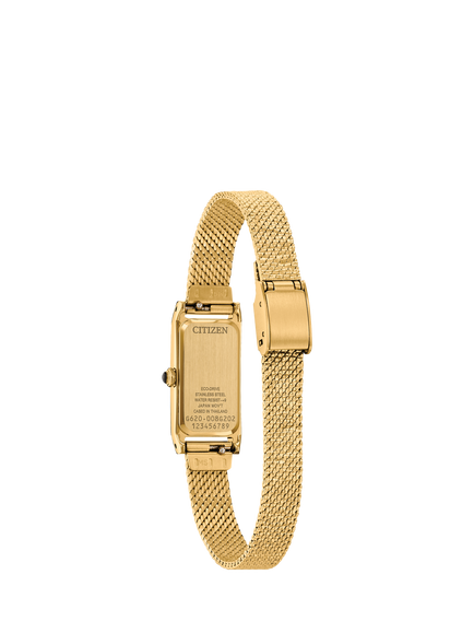 Citizen EG7128-59E Women's Fio Rectangular Bracelet Strap Watch, Gold - view 2, Gold