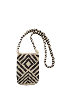 The Small Home Wayuu Geometric Crossbody Bag, Black / White, Black / White