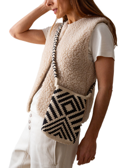 The Small Home Wayuu Geometric Crossbody Bag, Black / White - view 2, Black / White