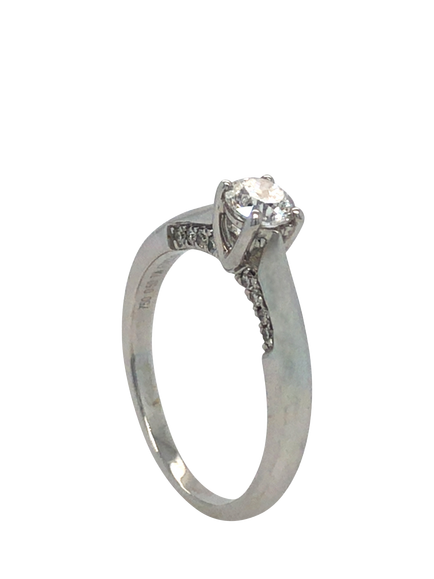 Pre-loved 18ct Yellow and White Gold Single Stone Diamond Claw Set Ring, M, Yellow White Gold