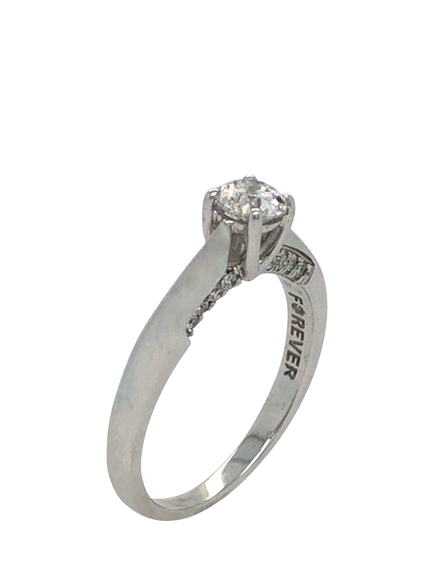 Pre-loved 18ct Yellow and White Gold Single Stone Diamond Claw Set Ring, M - view 2, Yellow White Gold