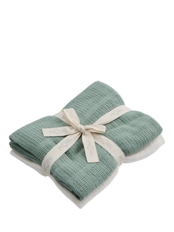 MORI Baby Cotton Bamboo Blend Cellular Blanket, Pack of 2, Mint /White, Mint /White