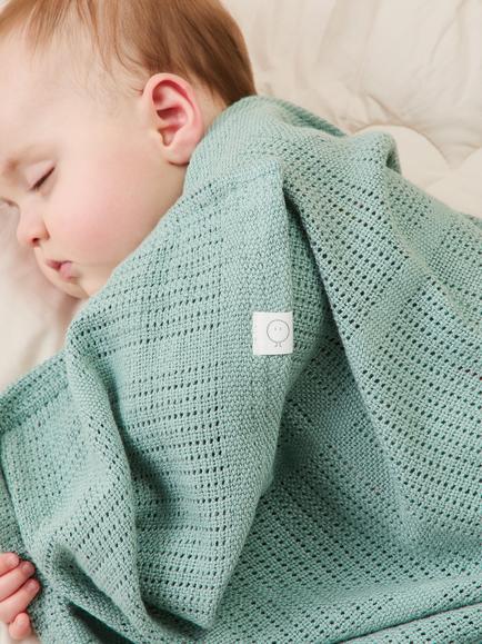 MORI Baby Cotton Bamboo Blend Cellular Blanket, Pack of 2, Mint /White - view 2, Mint /White