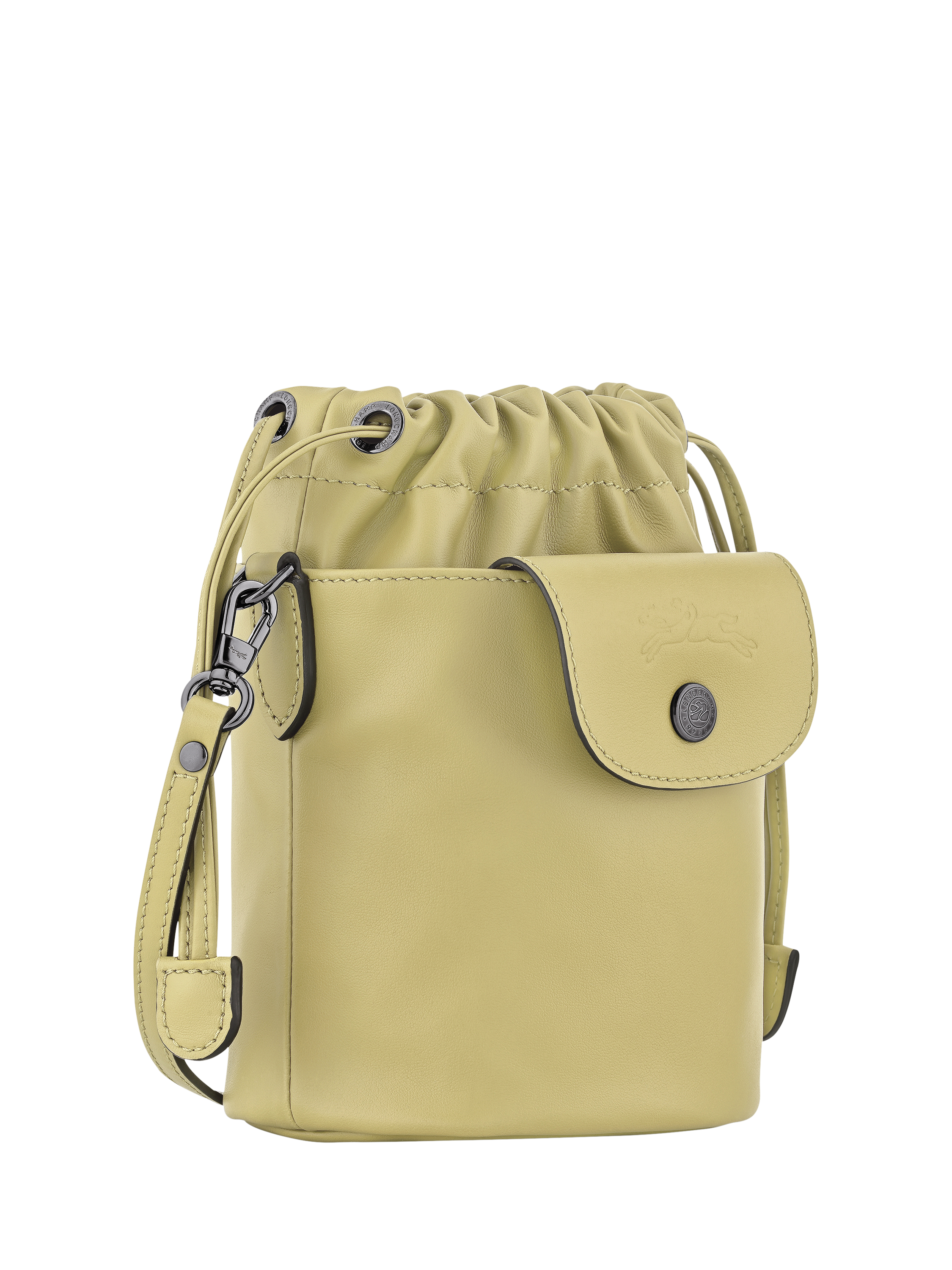 Product image 3 of 6, which shows Longchamp Pliage Extra Small Leather Bucket Bag, Pistachio