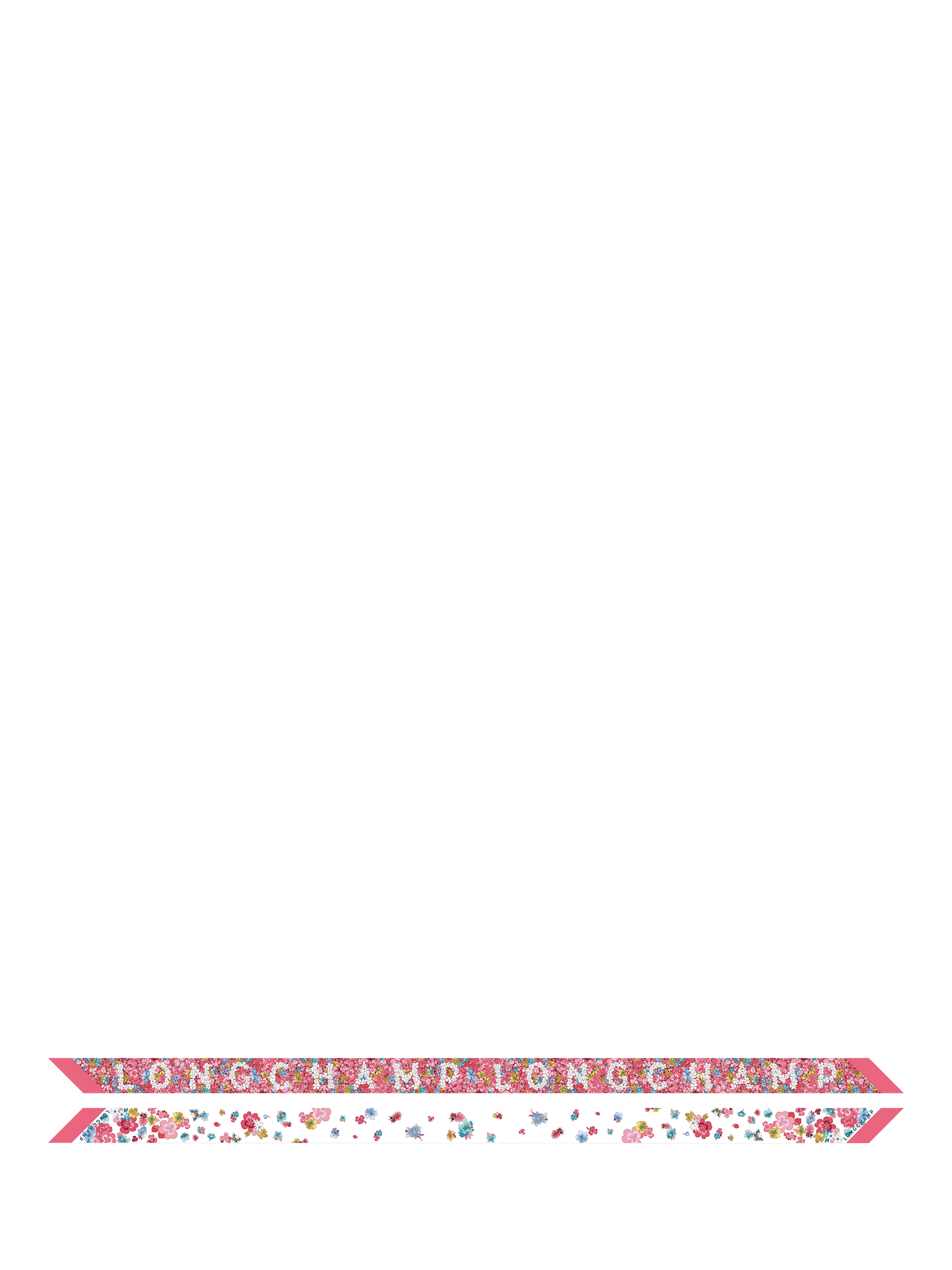 Product image 1 of 2, which shows Longchamp Frise Fleurie Silk Headband, Shrimp/Multi