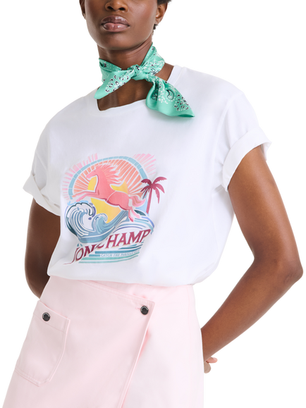 Longchamp Silk Paisley and Clover French Bandana Scarf, Mint - view 2, Mint