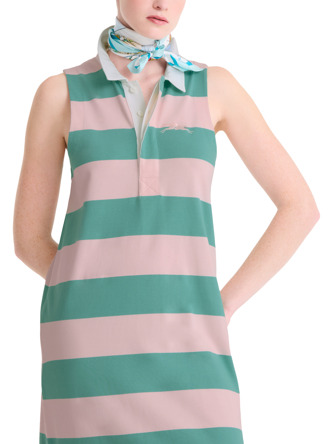 Product image 2 of 2, which shows Longchamp Vivement L'Ete Silk Scarf, Sky Blue