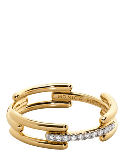 Monica Vinader Signature Pave Ring, Gold, Gold