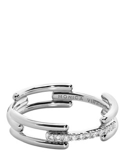 Monica Vinader Signature Pave Ring, Silver, Silver