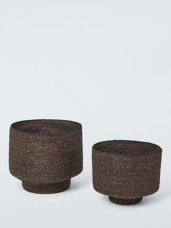 John Lewis Seagrass Pedestal Basket, Cocoa, Set of 2, Cocoa