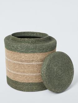 John Lewis Seagrass Lidded Basket, Medium, Avocado - view 2, Avocado