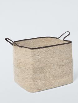 John Lewis Seagrass Basket with Accent Handles, Medium, Natural, Natural