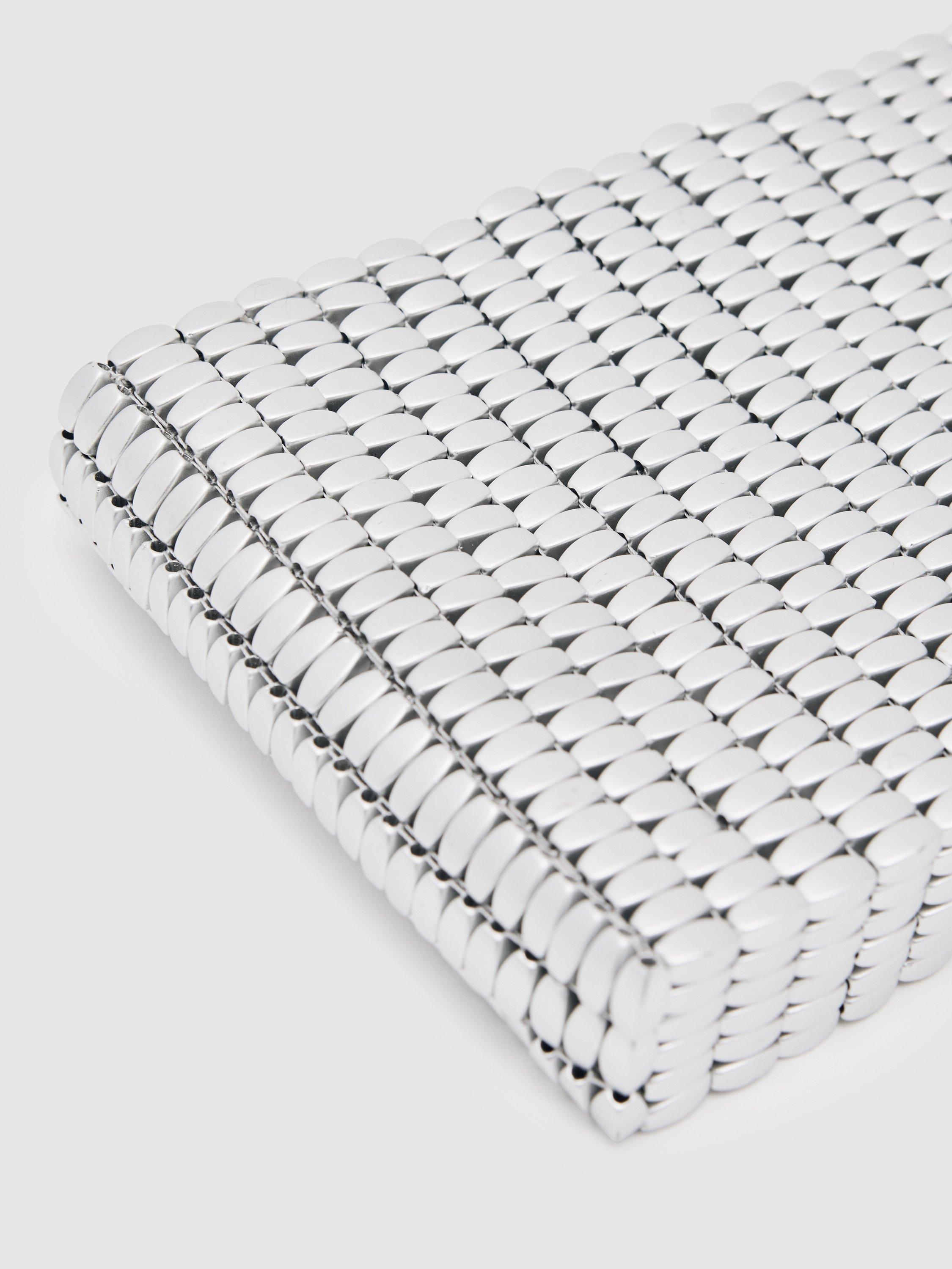 Product image 2 of 5, which shows Reiss Bailey Beaded Clutch Bag, Grey