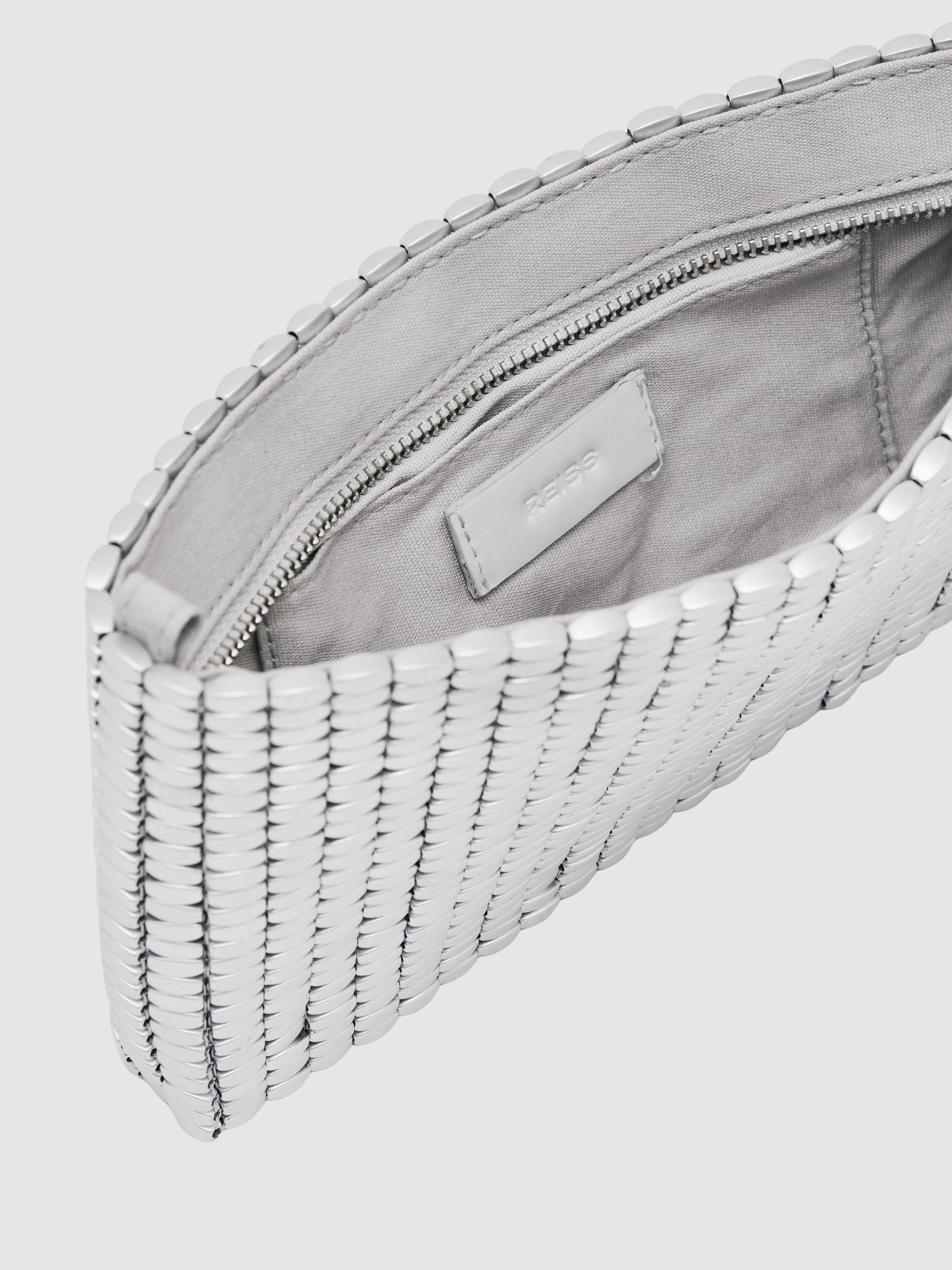 Product image 4 of 5, which shows Reiss Bailey Beaded Clutch Bag, Grey