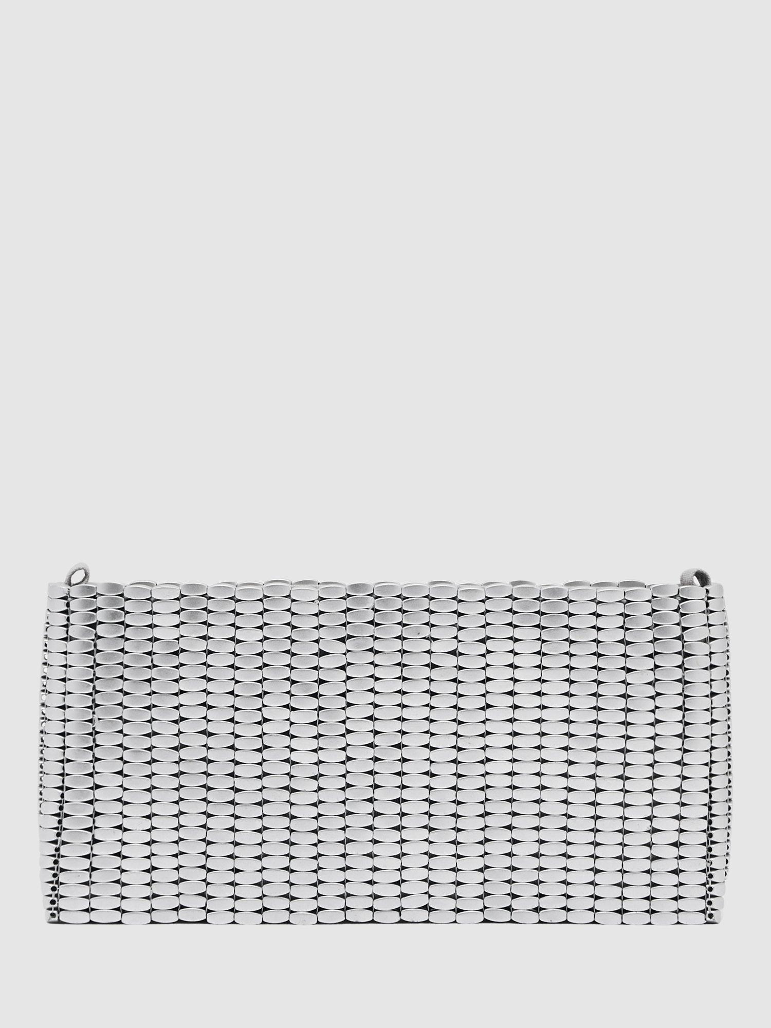 Product image 5 of 5, which shows Reiss Bailey Beaded Clutch Bag, Grey