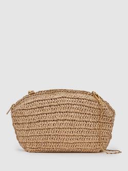 Reiss Fern Woven Raffia Clutch Bag, Natural, Natural