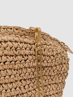 Reiss Fern Woven Raffia Clutch Bag, Natural - view 2, Natural