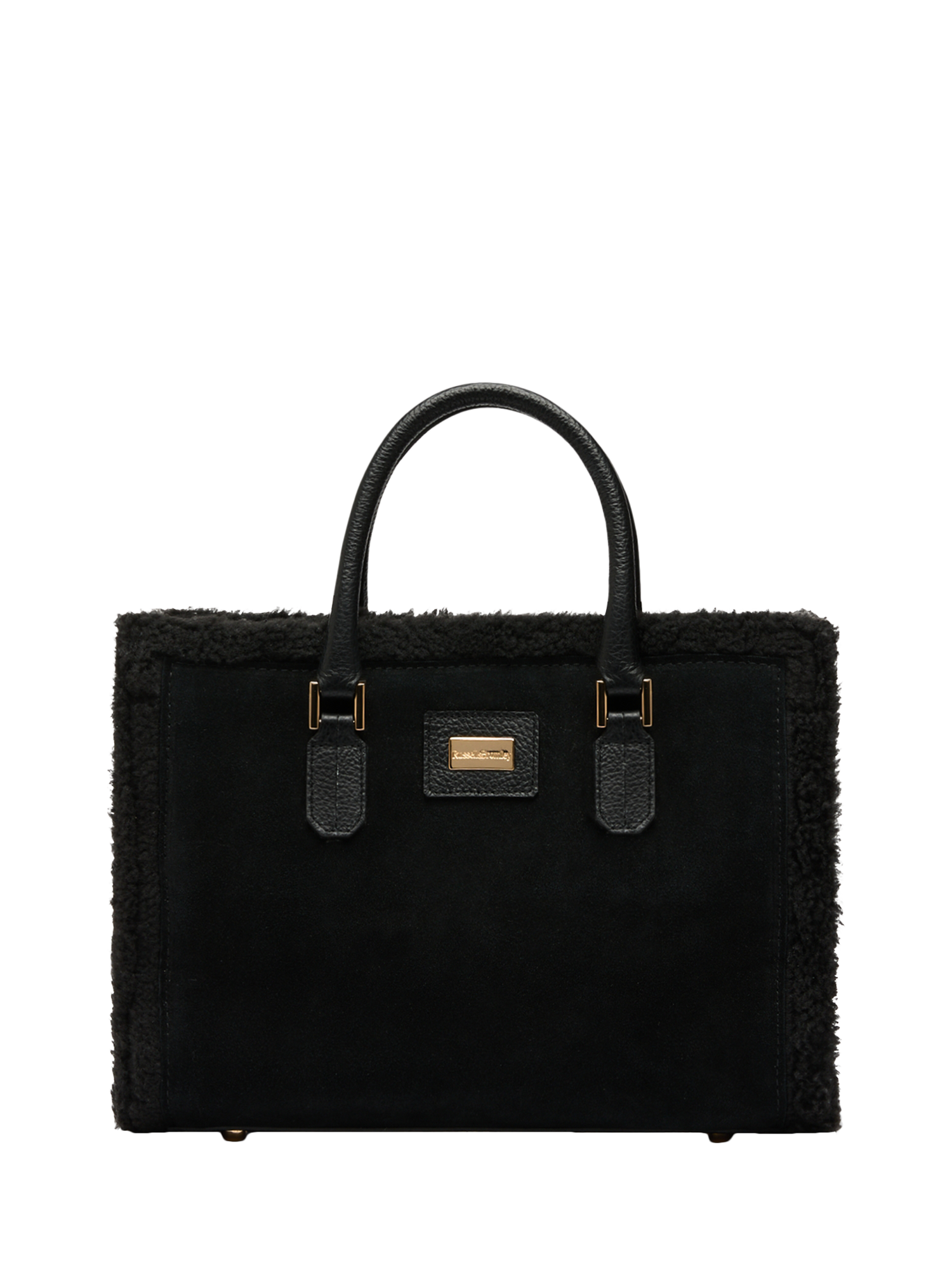 Product image 1 of 6, which shows Russell & Bromley Suede Mini Cabin Tote Bag, Black