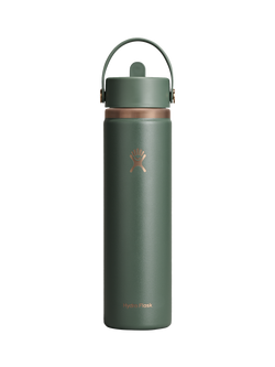 Hydro Flask Double Wall Vacuum Insulated Wide Mouth Flex Straw Cap Drinks Bottle, 709ml, Forest Green, Forest Green