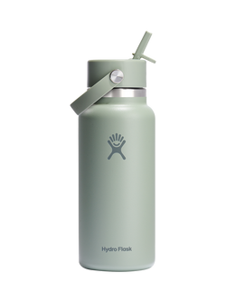 Hydro Flask Double Wall Vacuum Insulated Stainless Steel Wide Mouth Flip Straw Drinks Bottle, 946ml, Agave