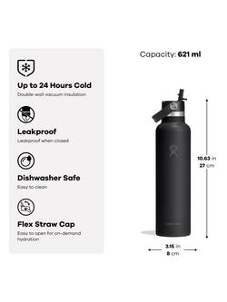 Hydro Flask Double Wall Vacuum Insulated Stainless Steel Flip Straw Drinks Bottle, 621ml - view 2, Trillium