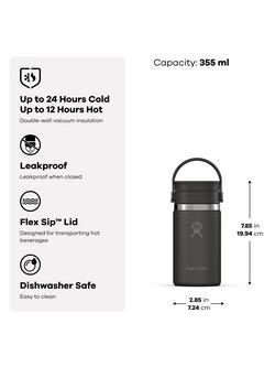 Hydro Flask Double Wall Vacuum Insulated Stainless Steel Wide Mouth Travel Mug, 355ml, Harbor Blue - view 2, Harbor Blue