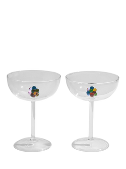 Fazeek Bloom Coupe Cocktail Glasses, Set of 2, 140ml, Clear/Multi, Clear
