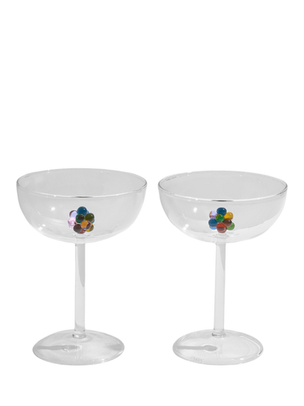 Fazeek Bloom Coupe Cocktail Glasses, Set of 2, 140ml, Clear/Multi, Clear