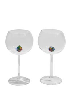 Fazeek Bloom Wine Glasses, Set of 2, 140ml, Clear/Multi, Clear