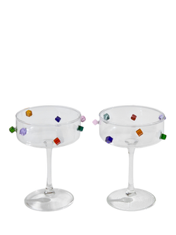 Fazeek Jewel Coupe Cocktail Glasses, Set of 2, 140ml, Clear/Multi, Clear