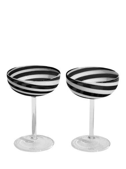 Fazeek Swirl Coupe Cocktail Glasses, Set of 2, 140ml, Black/White, Black/White