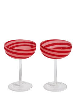 Fazeek Swirl Coupe Cocktail Glasses, Set of 2, 140ml, Red/Pink, Red/Pink