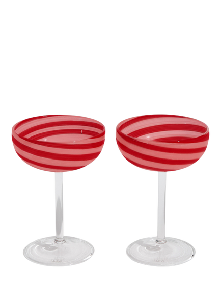 Fazeek Swirl Coupe Cocktail Glasses, Set of 2, 140ml, Red/Pink, Red/Pink