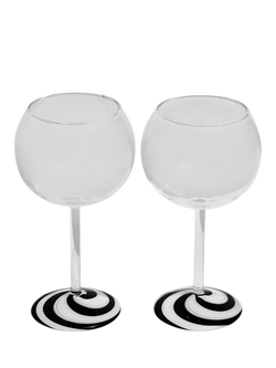 Fazeek Swirl Wine Glasses, Set of 2, 140ml, Black/White, Black/White