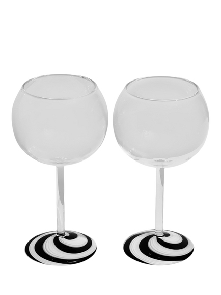 Fazeek Swirl Wine Glasses, Set of 2, 140ml, Black/White, Black/White