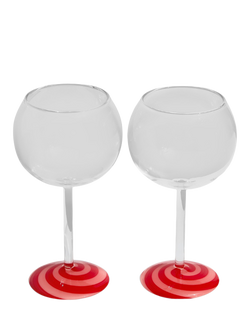 Fazeek Swirl Wine Glasses, Set of 2, 140ml, Red/Pink, Red/Pink