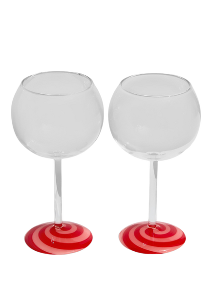 Fazeek Swirl Wine Glasses, Set of 2, 140ml, Red/Pink, Red/Pink