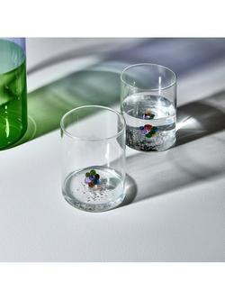 Fazeek Bloom Glass Tumblers, Set of 2, 250ml, Clear/Multi - view 2, Clear/Multi